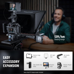 NEEWER Teleprompter X17 II 17 HD avec Télécommande RT113, Cadre Métal, Montage Amélioré, Compatible iPad/iPhone