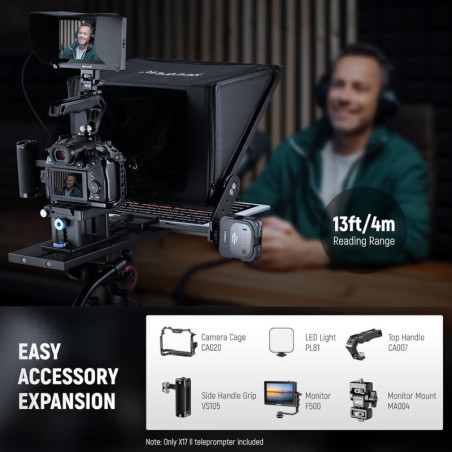 NEEWER Teleprompter X17 II 17 HD Beamsplitter, RT113 Remote/App Control, All Metal Frame, QR Plate, Max 44.1lb Load
