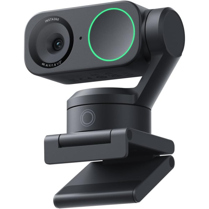 Insta360 Link 2 PTZ 4K Webcam with 1/2 Sensor, AI Tracking, HDR, Noise-Canceling Mic & Gesture Control for PC/Mac