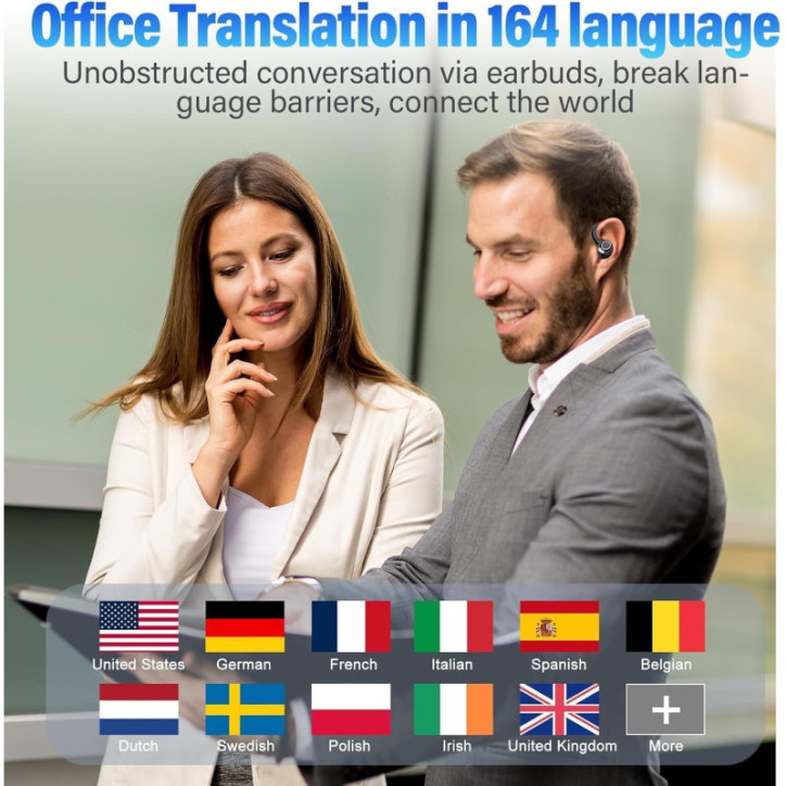 Écouteurs Traduction IA Temps Réel, 164 Langues, Bluetooth 5.4, 5 Modes, 48H Autonomie, Affaires/Voyage/Apprentissage Écouteurs Traduction IA Temps Réel, 164 Langues, Bluetooth 5.4, 5 Modes, 48H Autonomie, Affaires/Voyage/Apprentissage