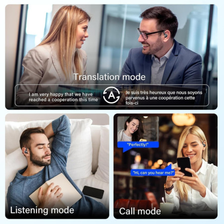 Écouteurs Traduction AI 164 Langues, Bluetooth 5.4, 48H