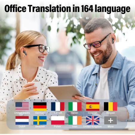 AI Real-Time Translation Earbuds, 164 Languages, 6 Modes, No Subscription, 42H Battery, Audio & Video Calls