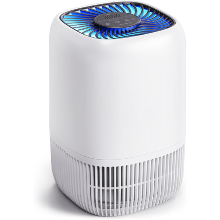 Air Purifier for Home 1076 Ft², H13 True HEPA Filter, 3 Speeds, Timer, Quiet 360° Intake, White