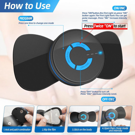 Rechargeable Mini TENS Muscle Stimulator for Pain Relief - FSA/HSA Eligible