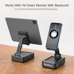 TechGlow Foldable Cellphone Stand with Bluetooth Speaker & Power Bank
