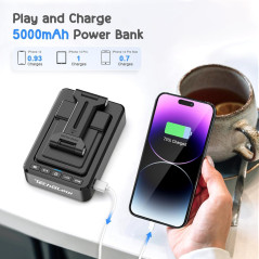 TechGlow Foldable Cellphone Stand with Bluetooth Speaker & Power Bank