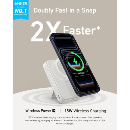 Anker MagGo Power Bank 15W Qi2 Ultra-Rapide 10,000mAh iPhone