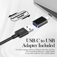 Haut-parleurs PC USB-C, Son Puissant, Contrôle Volume Noir
