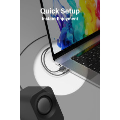 14W USB Powered Stereo PC Speakers with 30° Tilt & Volume Dial, Compact Black for Desktop & Gaming