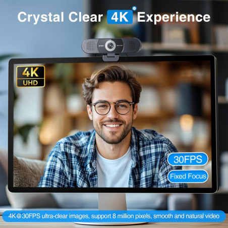 EMEET C980 PRO 4K Webcam with Mic, Speakers & Wide Angle for Calls
