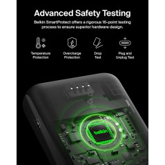 Belkin 20000mAh Portable Charger with Integrated Cable, 30W Fast USB-C PD Power Bank - Black