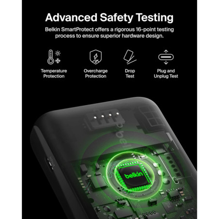 Belkin 20000mAh Portable Charger with Integrated Cable, 30W Fast USB-C PD Power Bank - Black