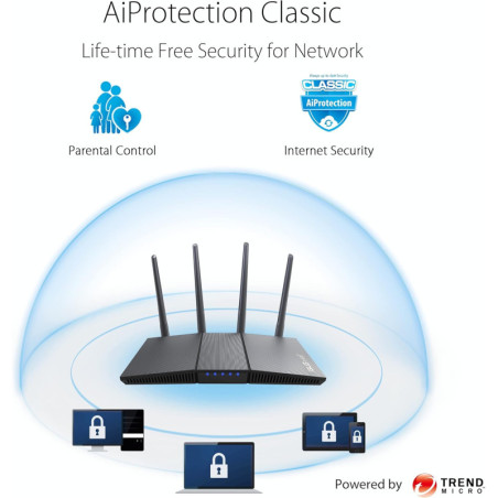 ASUS RT-AX1800S Routeur WiFi 6 Dual Band, Sécurité Sans Abonnement, Contrôle Parental, VPN Intégré, AiMesh