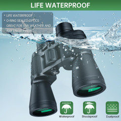 20x50 Waterproof High Powered Binoculars for Adults – Compact, Low Light Vision for Outdoor Activities & Gifts