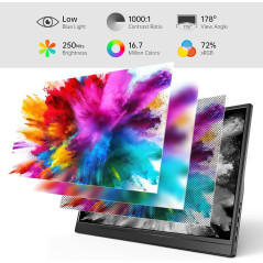Yxk 15.6 Portable 1080P USB-C HDMI Ultra-Slim IPS Monitor with Kickstand for Laptop, PC, Mac, PS, Xbox, Switch