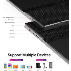 Yxk 15.6 Portable 1080P USB-C HDMI Ultra-Slim Travel Monitor with Kickstand