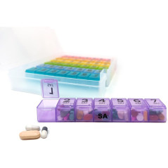 7 Times a Day Weekly Pill Organizer with Medication Schedule & Lifetime Medisafe App Subscription