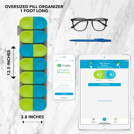 Organisateur Pilules Hebdo Sagely Smart XL avec Rappel App