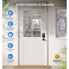 Veise Matte Black Fingerprint Door Lock with Keyless Entry & Knobs