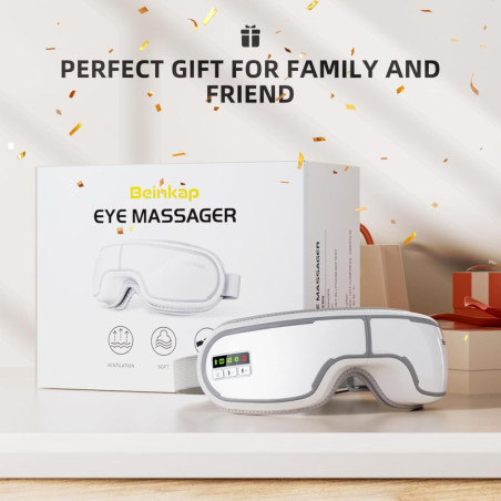 Eye Massager with Heat, Music, Compression – Adjustable Sleep Mask for Migraine, Eye Strain Relief & Better Sleep