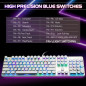 Typewriter Style Mechanical RGB Wired Gaming Keyboard with Blue Switches & Round Keycaps – White, 104 Keys