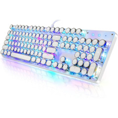 Clavier Mécanique Rétro RGB 104 Touches Blue Switch Blanc