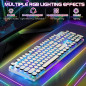 Clavier Mécanique Gaming Rétro Style Machine à Écrire RGB 104 Touches Blue Switch Blanc Clavier Mécanique Gaming Rétro Style Machine à Écrire RGB 104 Touches Blue Switch Blanc