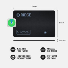 Ridge Wallet Tracker Card - Carte de Suivi Tile Slim Compatible Apple Find My, Localisateur Étanche IP68