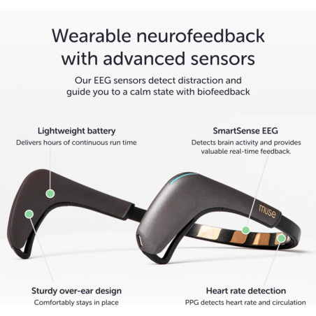 MUSE 2 Brain Sensing Headband – EEG Meditation Tracker with Multi-Sensor Biofeedback & Sound Guidance