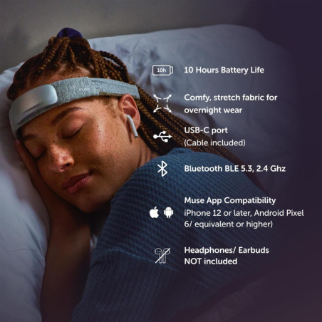 Muse S Athena : Bandeau cérébral avec neurofeedback pour méditation et suivi, carbon (gris foncé)