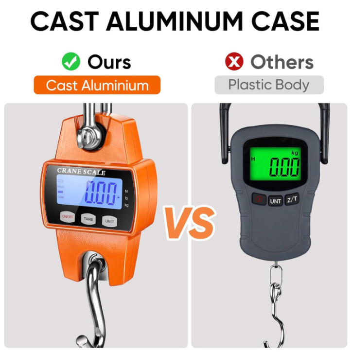 RoMech 660lb Digital Hanging Scale - Handheld Mini Crane Scale with Hooks, Cast Aluminum Case (Orange) RoMech 660lb Digital Hanging Scale - Handheld Mini Crane Scale with Hooks, Cast Aluminum Case (Orange)
