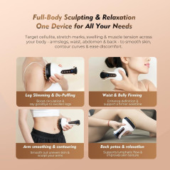 35-Speed 3-in-1 Lymphatic Drainage Massager with Microcurrent, Heat & Vibration – Anti-Cellulite Body Sculpting Tool (White)