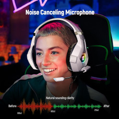 Casque Gaming Ozeino 7.1 PC, PS4/5, Xbox, Micro ANC, LED
