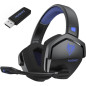 Casque Gaming Sans Fil NUBWO Bluetooth, 100h Batterie, Micro, Compatible PS5/PS4/PC - Bleu Casque Gaming Sans Fil NUBWO Bluetooth, 100h Batterie, Micro, Compatible PS5/PS4/PC - Bleu