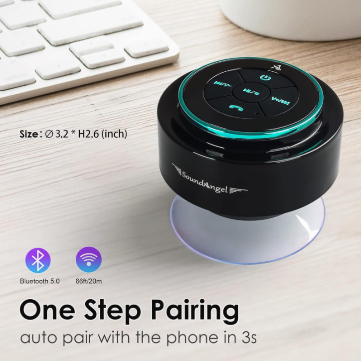 XLeader Pro Shower Speaker, IPX7 Waterproof Bluetooth with Suction Cup & Mic, 12H Playtime - SoundAngel Mate XLeader Pro Shower Speaker, IPX7 Waterproof Bluetooth with Suction Cup & Mic, 12H Playtime - SoundAngel Mate
