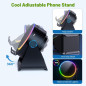 Enceinte Bluetooth Sans Fil avec Support Téléphone Ajustable 360°, Lumière RGB, Son Stéréo - Noir