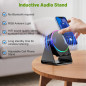 Enceinte Bluetooth Sans Fil avec Support Téléphone Ajustable 360°, Lumière RGB, Son Stéréo - Noir
