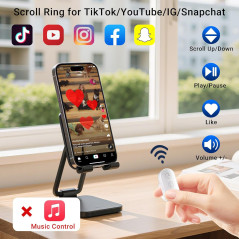 Wireless Scrolling Ring Remote for TikTok & YouTube | White Fingertip Clicker
