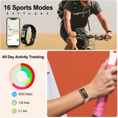 Fitness Tracker with Heart Rate, Step, Sleep Monitor, Waterproof Pedometer Watch for Women & Men