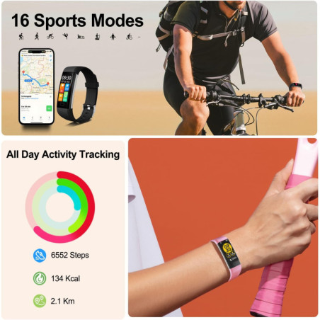 Fitness Tracker with Heart Rate, Step, Sleep Monitor, Waterproof Pedometer Watch for Women & Men