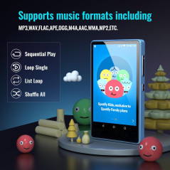 Kids MP3 Player 4.0 IPS w/ Spotify, Parental Controls, 512GB Blue