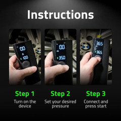 Airmoto Portable Tire Inflator - Digital Air Compressor with LED Light