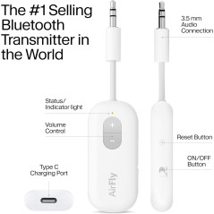 Twelve South AirFly SE : Émetteur Bluetooth sans fil pour AirPods/Casque, Batterie 20+h, Jack 3,5mm