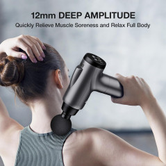 Deep Tissue Massage Gun - Handheld Electric Muscle Massager, 9 Attachments, 30 Speeds (Grey)