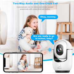 2K WiFi Pan/Tilt Indoor Security Camera with AI Motion & 2-Way Audio