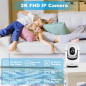 2K WiFi Indoor Security Camera with Pan/Tilt, AI Motion, 2-Way Audio, Siren, App Control, TF/Cloud Storage