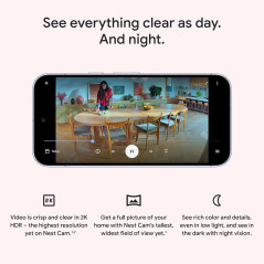 Google Nest Cam Indoor 3rd Gen (Wired) - 2K Video, Night Vision, 2025 Model