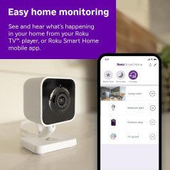 Roku Indoor Security Camera 2-Pack – 1080p HD, Night Vision, Motion & Sound Detection, Alexa & Google Compatible
