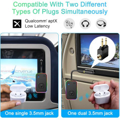 2025 Beeitzie Ultra Airplane Bluetooth 5.4 Transmitter, aptX LL, Dual Headphones, Wireless Audio Adapter, Metal Frame