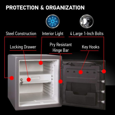SentrySafe Waterproof & Fireproof Digital Safe Box, 1.23 Cu Ft, Alloy Steel, Code Button Keypad, SFW123GDC